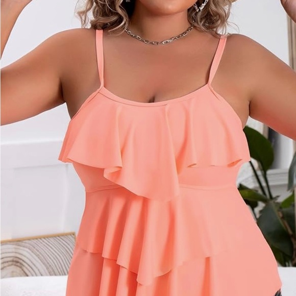 B2prity Women Plus Size Ruffled Tankini Swimsuits Tummy Control Two Piece - Picture 1 of 7